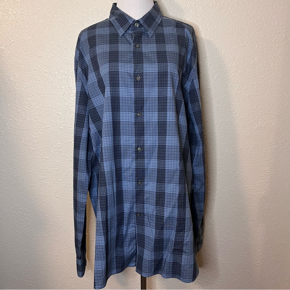 John Varvatos Men’s Plaid Long Sleeve Collar Button Down